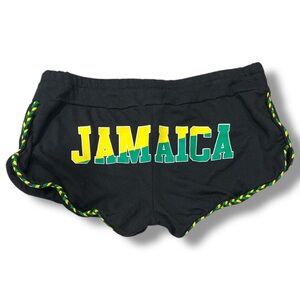 Black and Yellow Athletic Shorts with Jamaica Design
